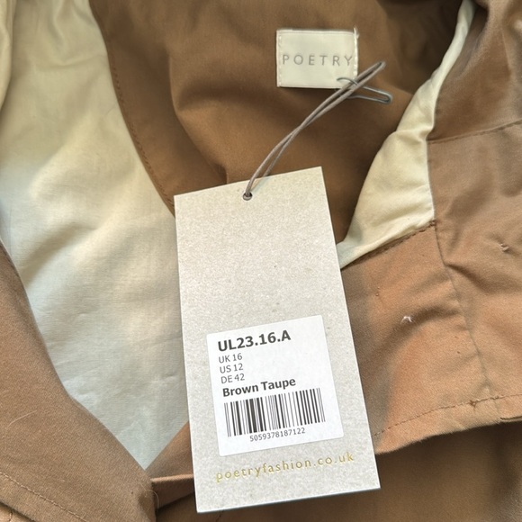 Poetry UK Cotton, hooded elastic trenchcoat, 12 NWT - Picture 5 of 6